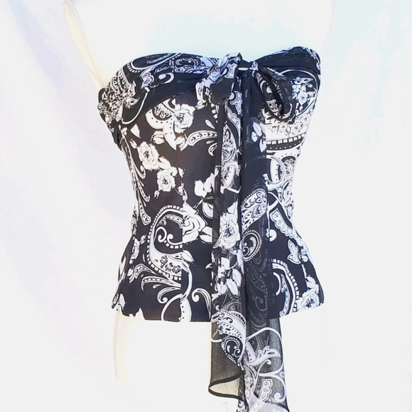 White House Black Market Tops - White House Black Market Strapless Back Zip Blouse